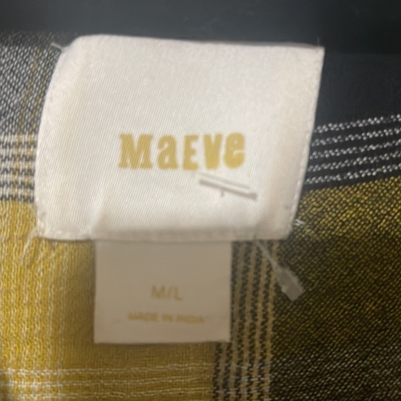 Anthropologie Maeve Yellow Plaid Button Down Blouse Large - Picture 6 of 10